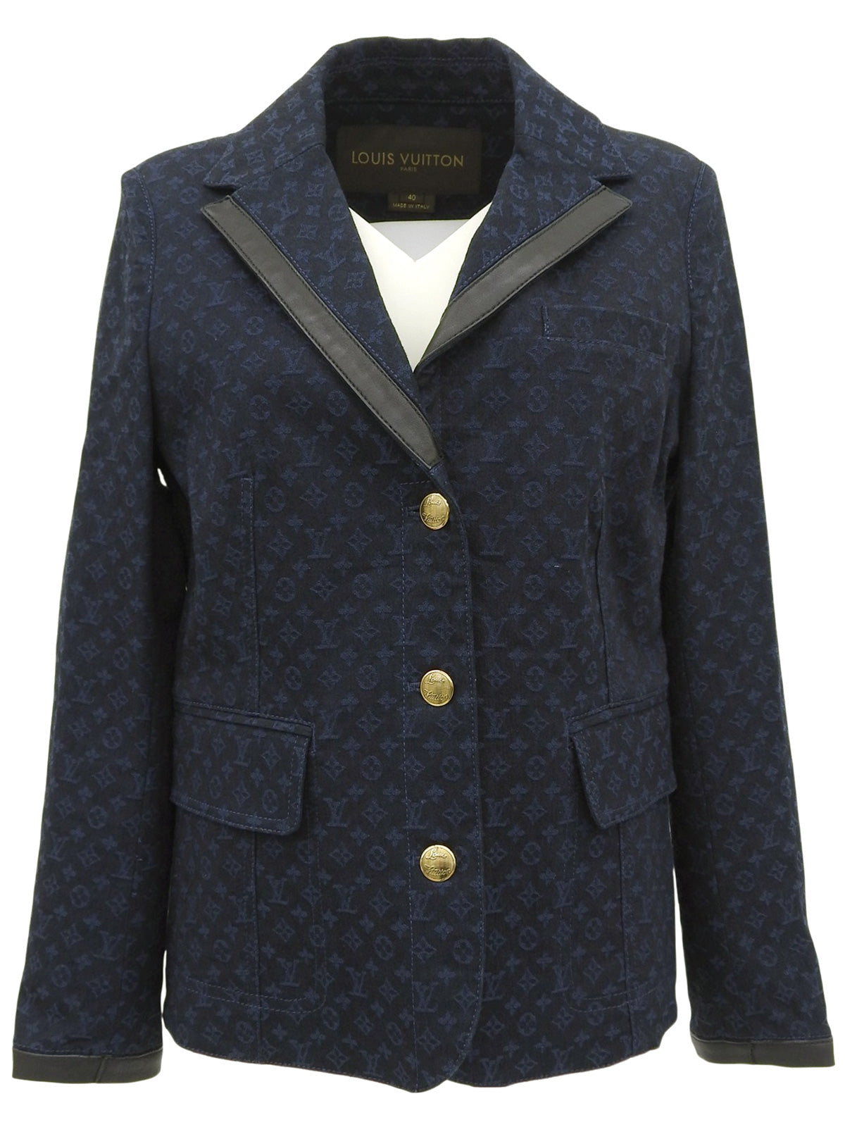 Denim Monogram Pattern Jacket in Indigo