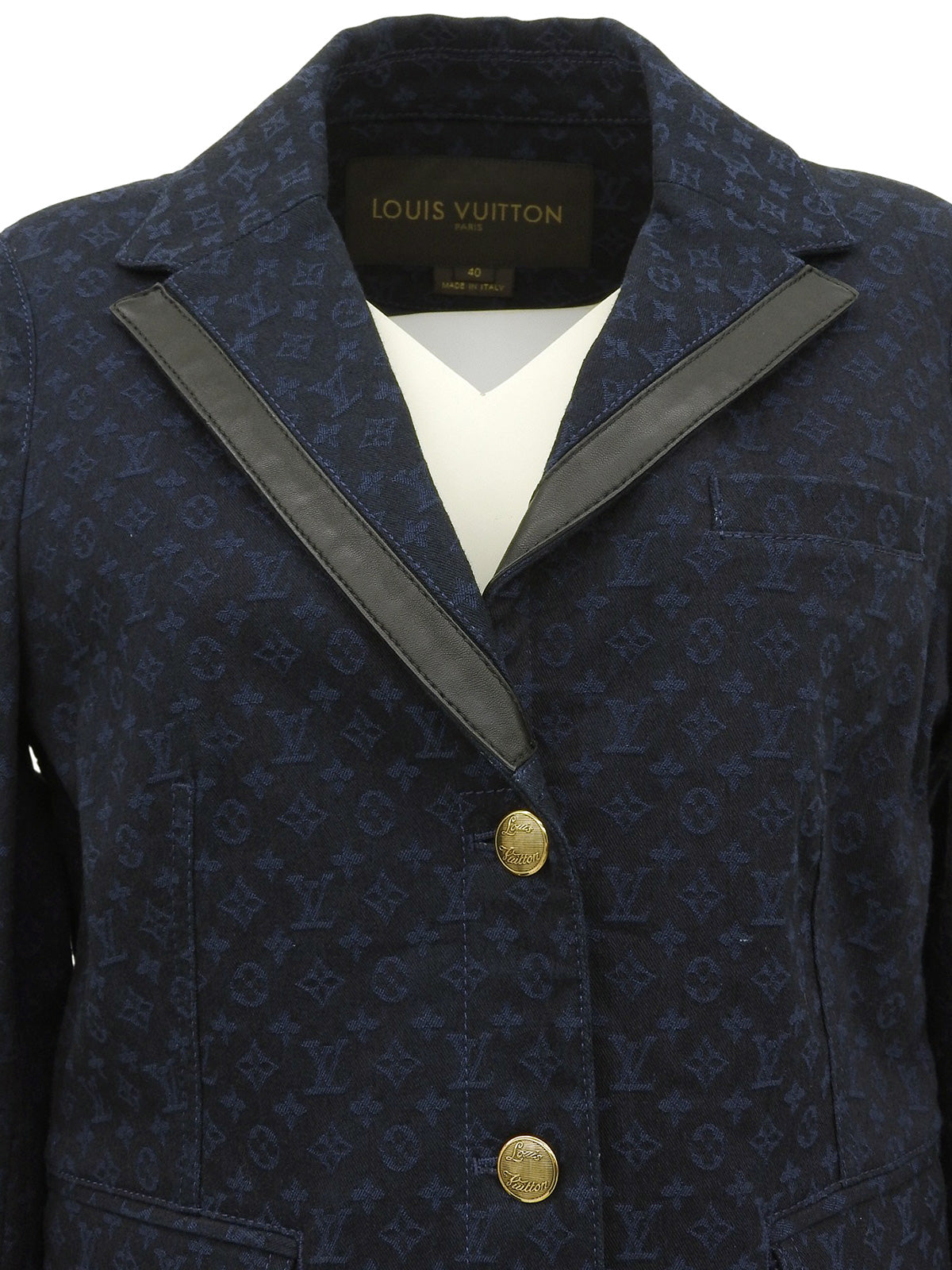 Denim Monogram Pattern Jacket in Indigo