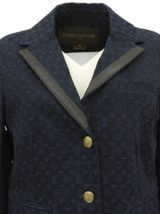 Denim Monogram Pattern Jacket in Indigo