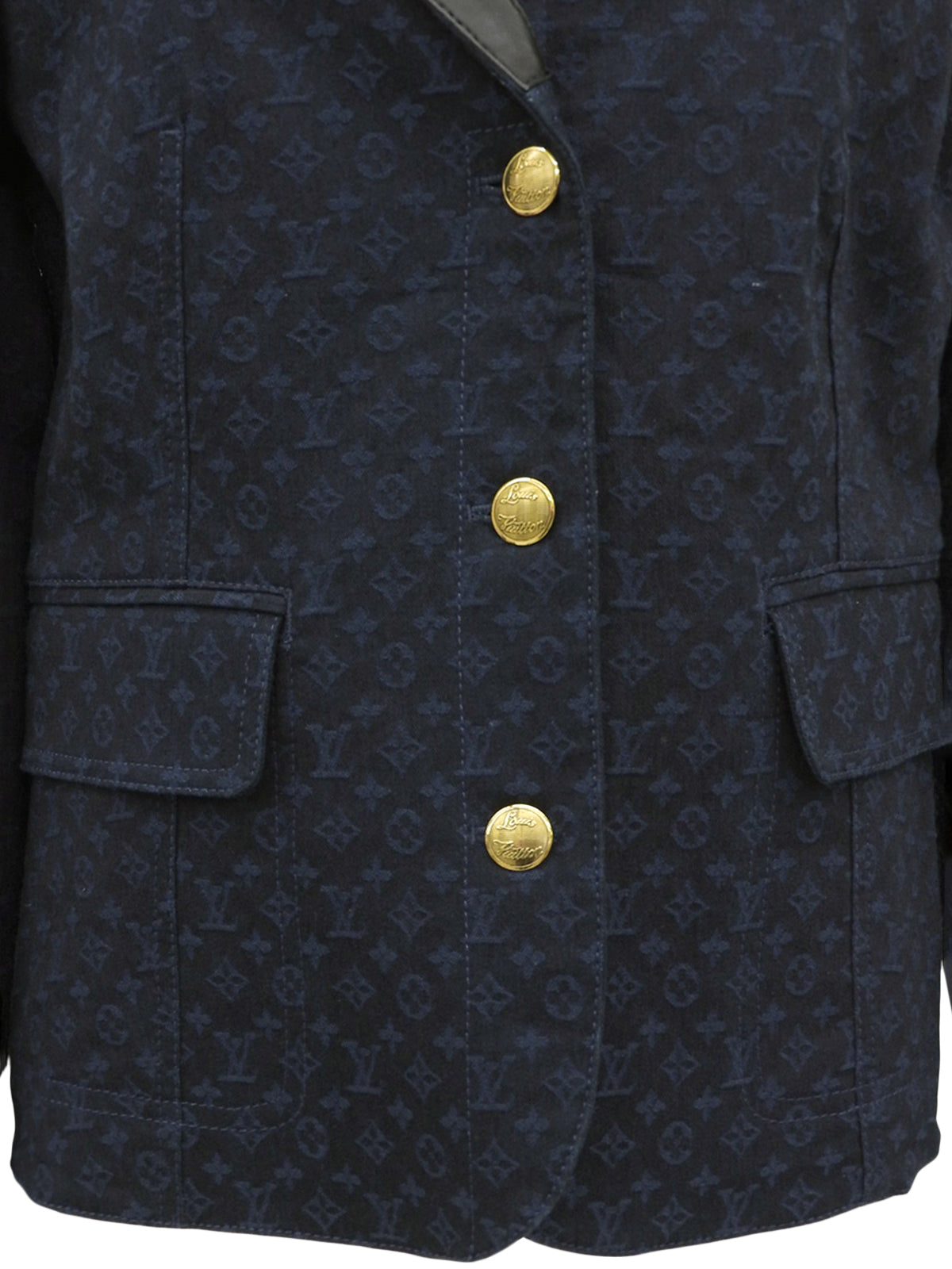 Denim Monogram Pattern Jacket in Indigo