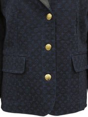 Denim Monogram Pattern Jacket in Indigo