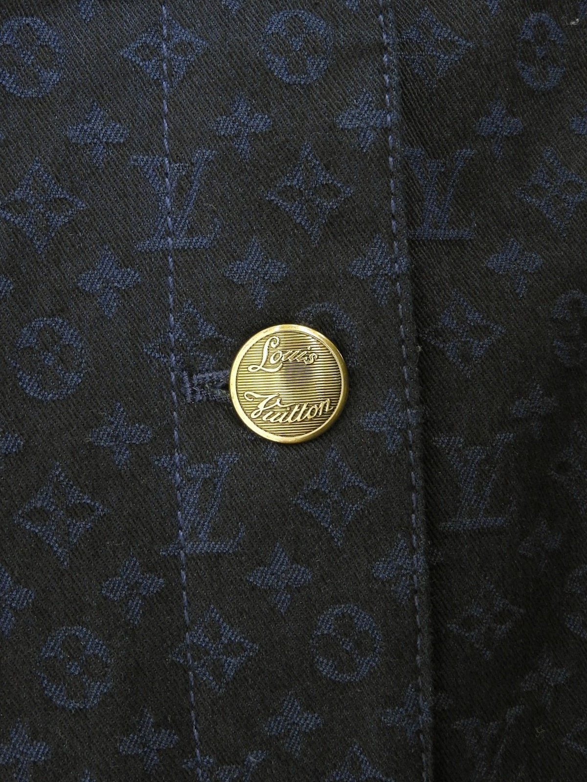 Denim Monogram Pattern Jacket in Indigo