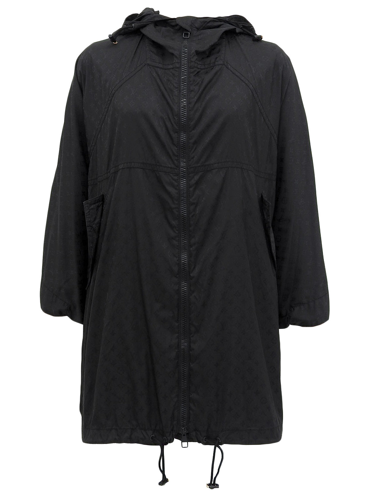 Nylon Monogram Pattern Raincoat in Black