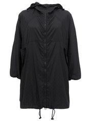 Nylon Monogram Pattern Raincoat in Black