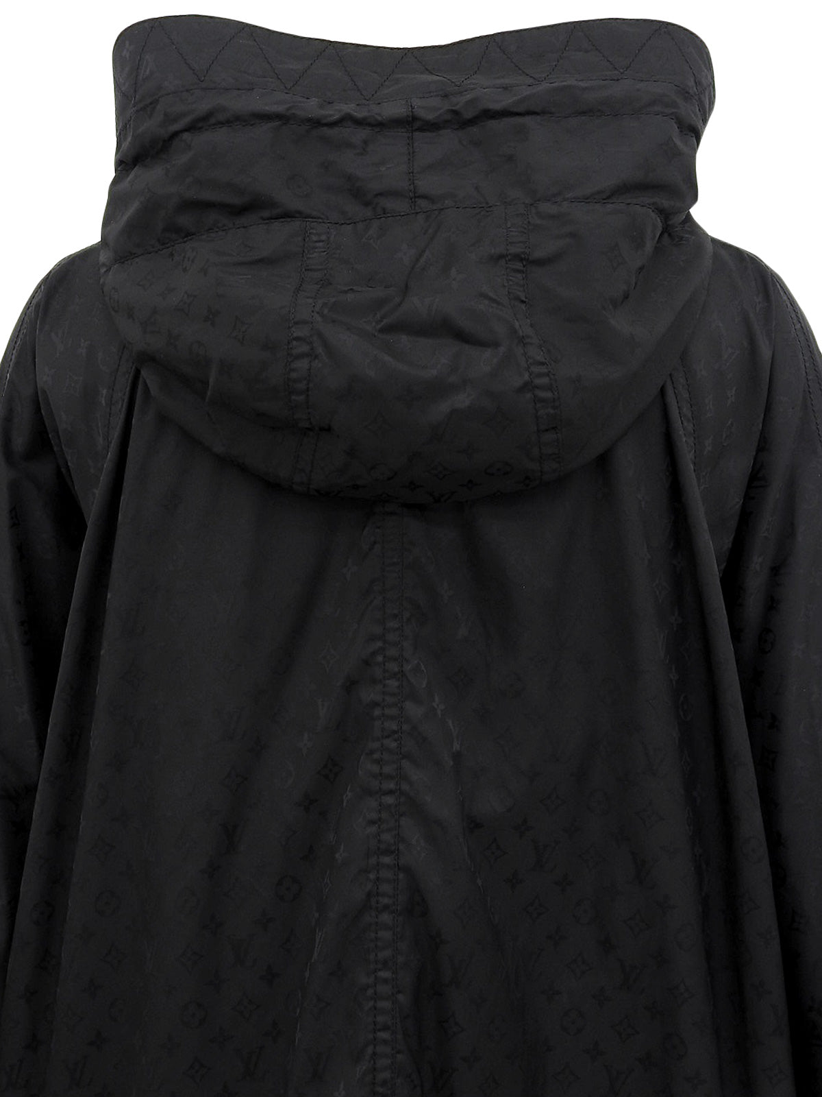 Nylon Monogram Pattern Raincoat in Black