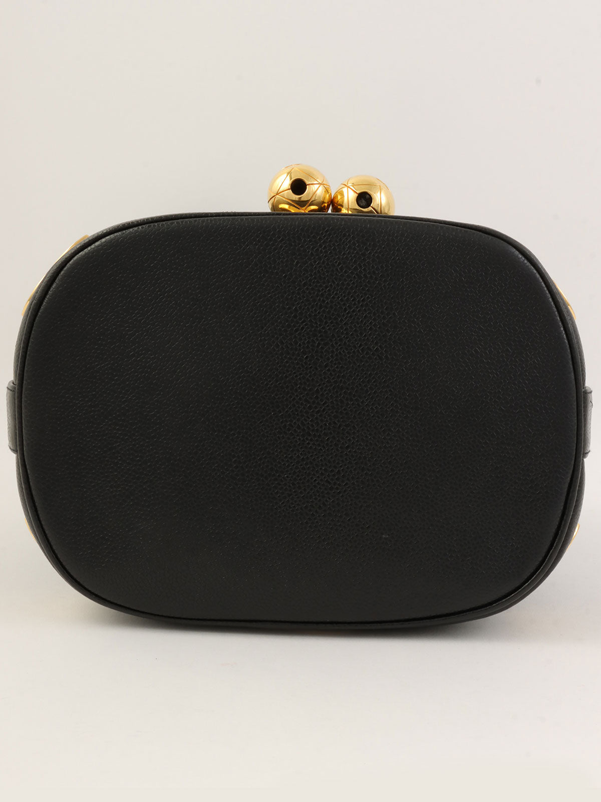 1992 Caviar Skin 6CC Mark Stitch Drawstring Shoulder Bag Black