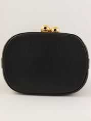 1992 Caviar Skin 6CC Mark Stitch Drawstring Shoulder Bag Black