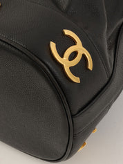 1992 Caviar Skin 6CC Mark Stitch Drawstring Shoulder Bag Black