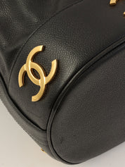 1992 Caviar Skin 6CC Mark Stitch Drawstring Shoulder Bag Black