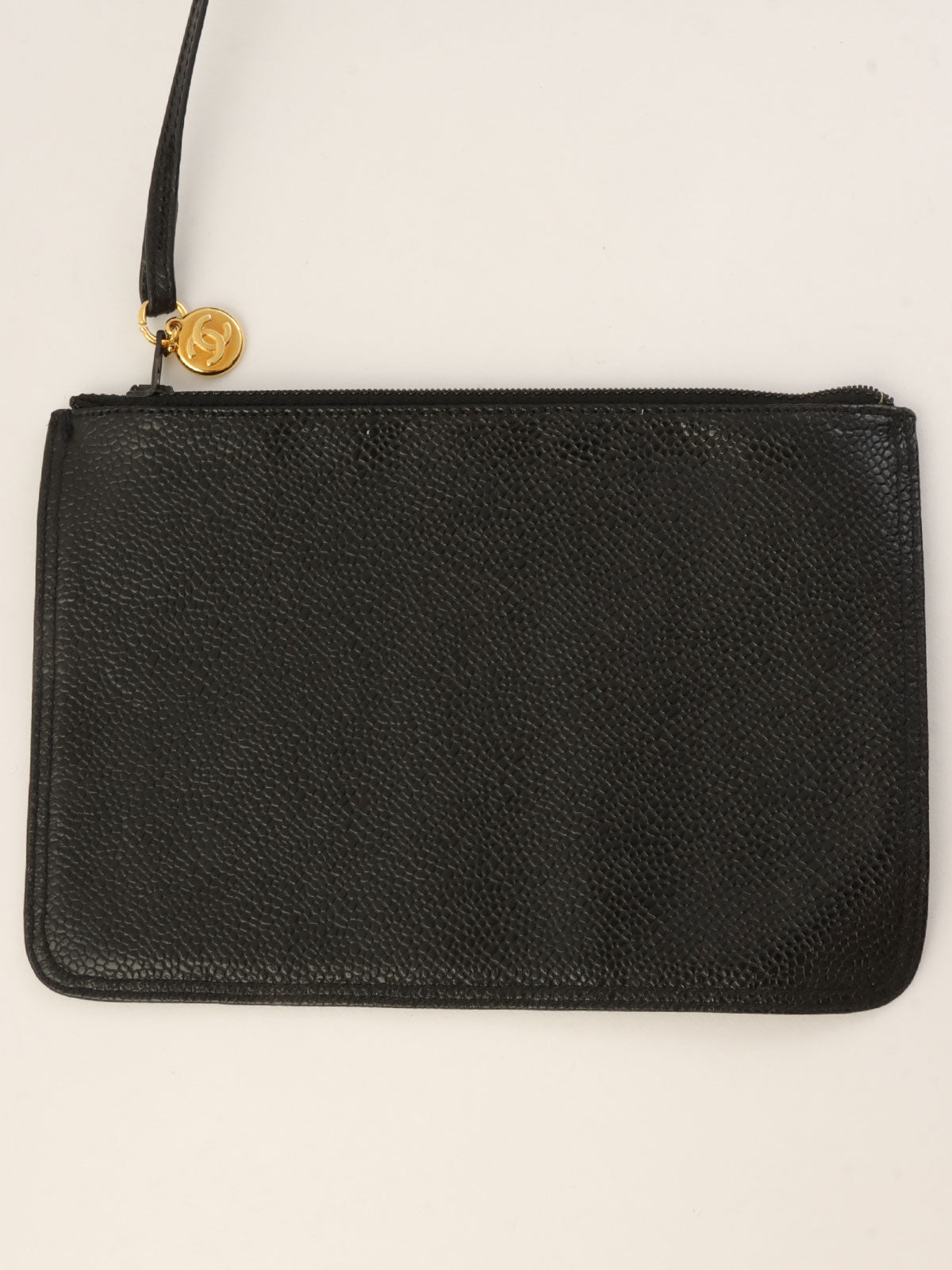 1992 Caviar Skin 6CC Mark Stitch Drawstring Shoulder Bag Black