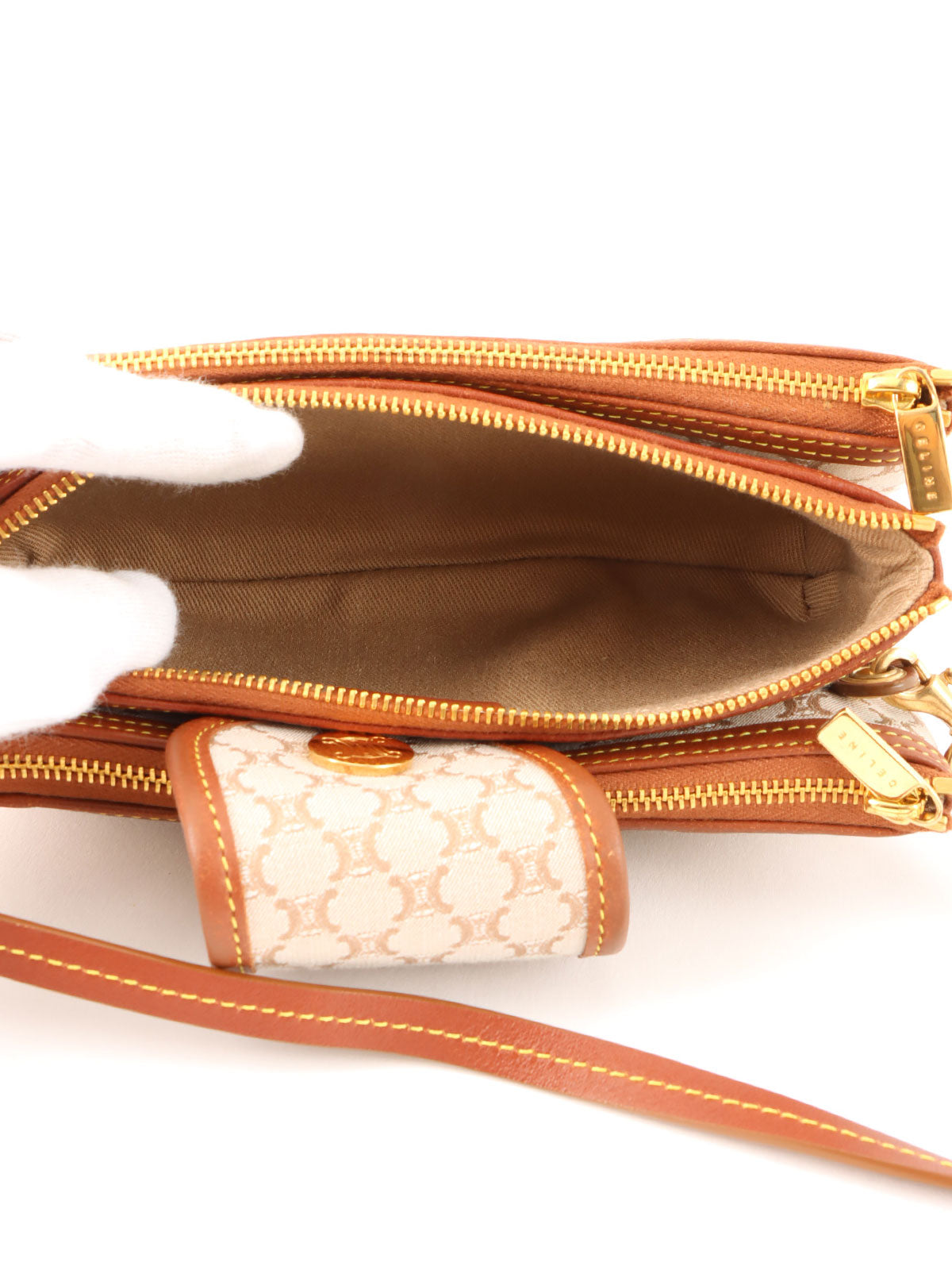 マカダムパターンミニハンドバッグ ベージュ/ブラウン