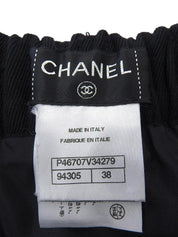 Wool Oval CC Mark Front Pleated Skirt in Black