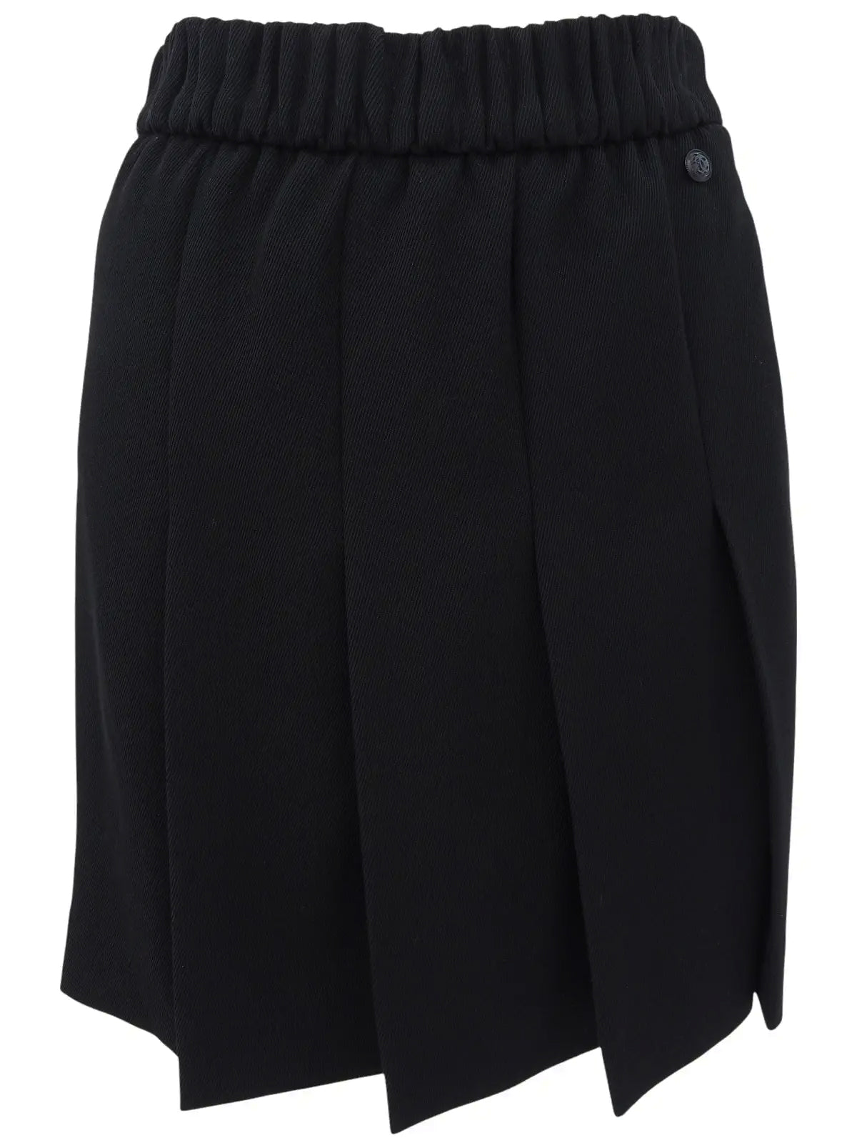Wool Oval CC Mark Front Pleated Skirt in Black