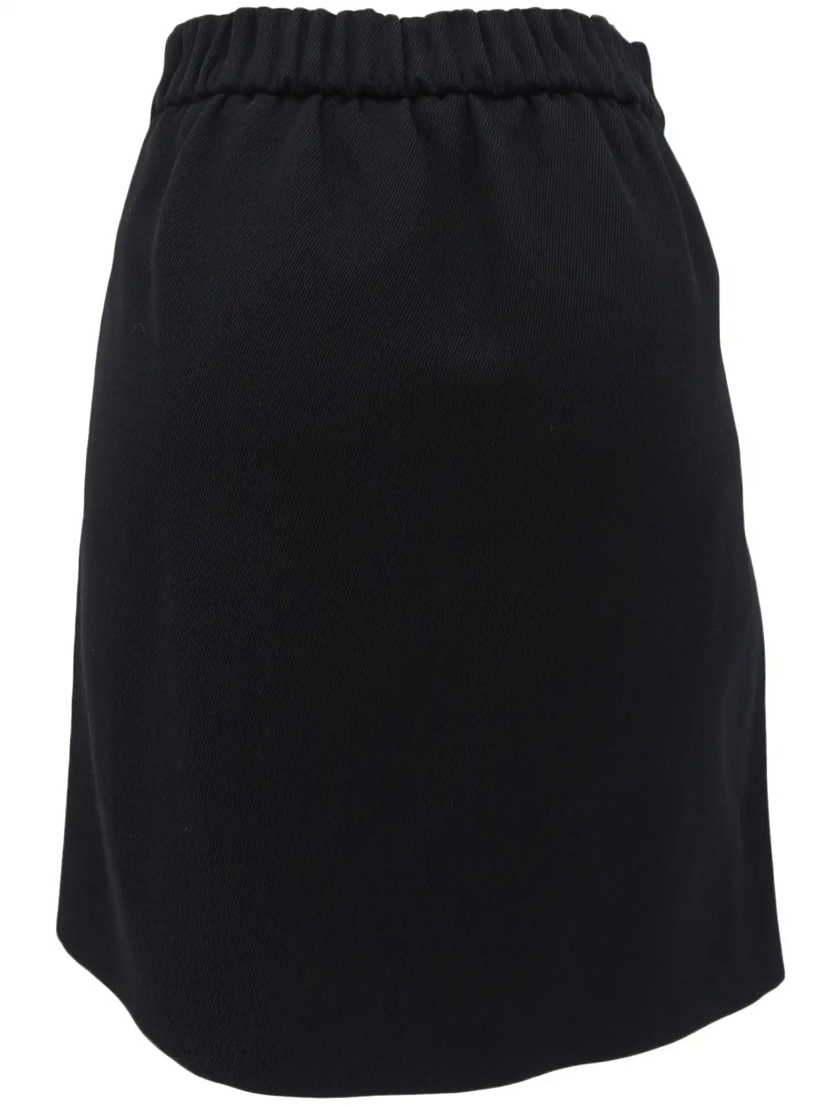 Wool Oval CC Mark Front Pleated Skirt in Black