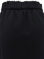 Wool Oval CC Mark Front Pleated Skirt in Black
