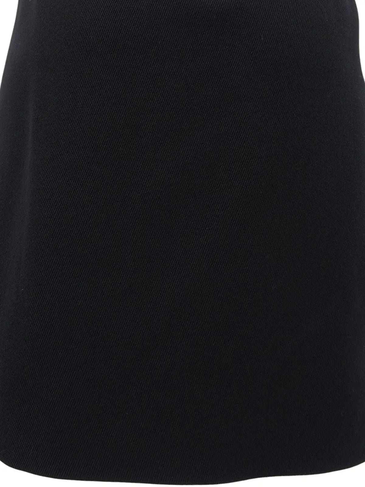 Wool Oval CC Mark Front Pleated Skirt in Black