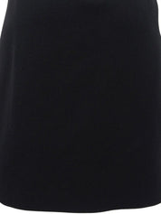 Wool Oval CC Mark Front Pleated Skirt in Black