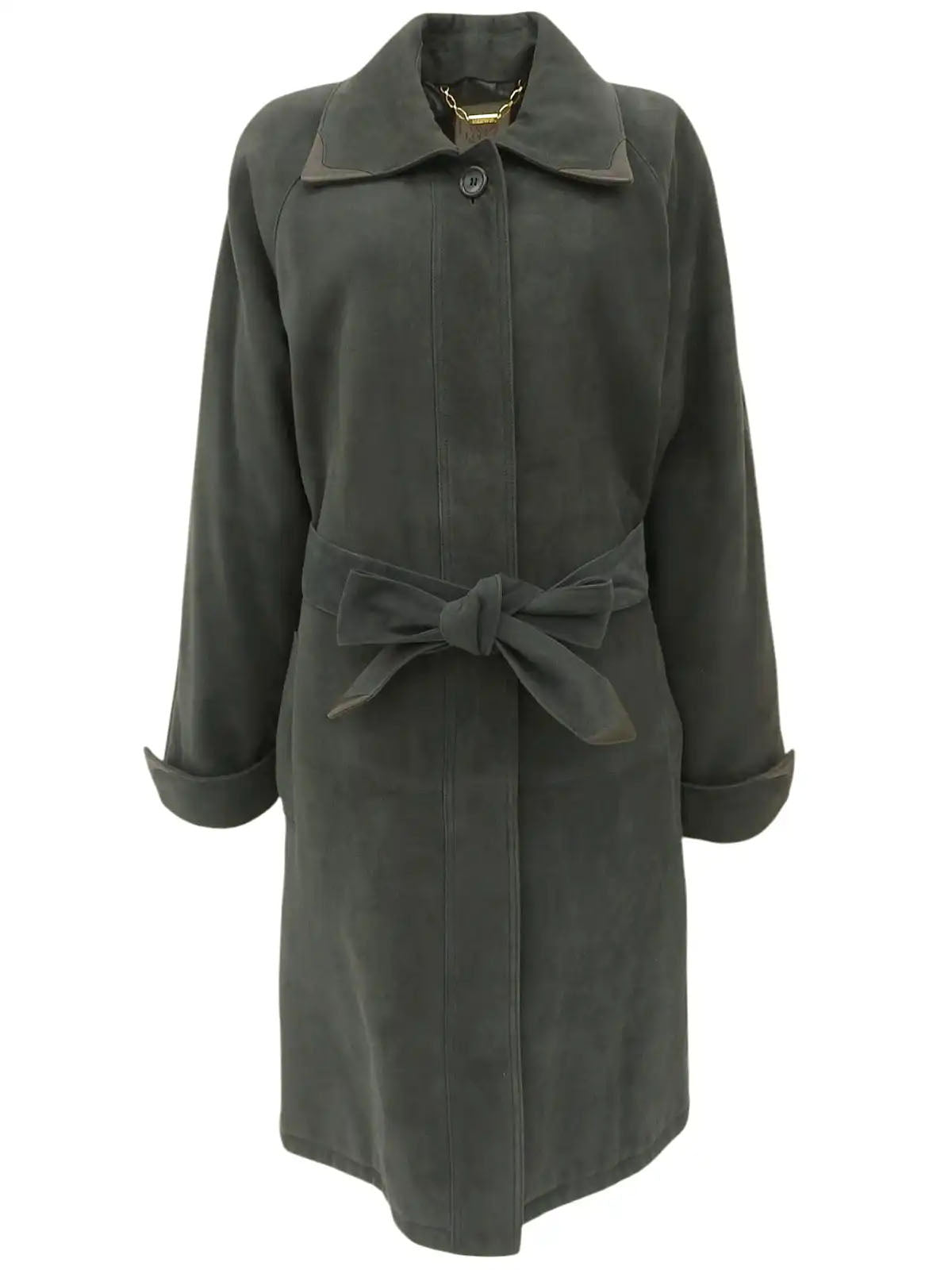 Grey suede long coat
