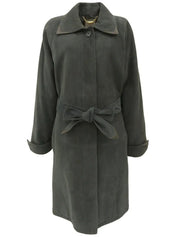 Grey suede long coat