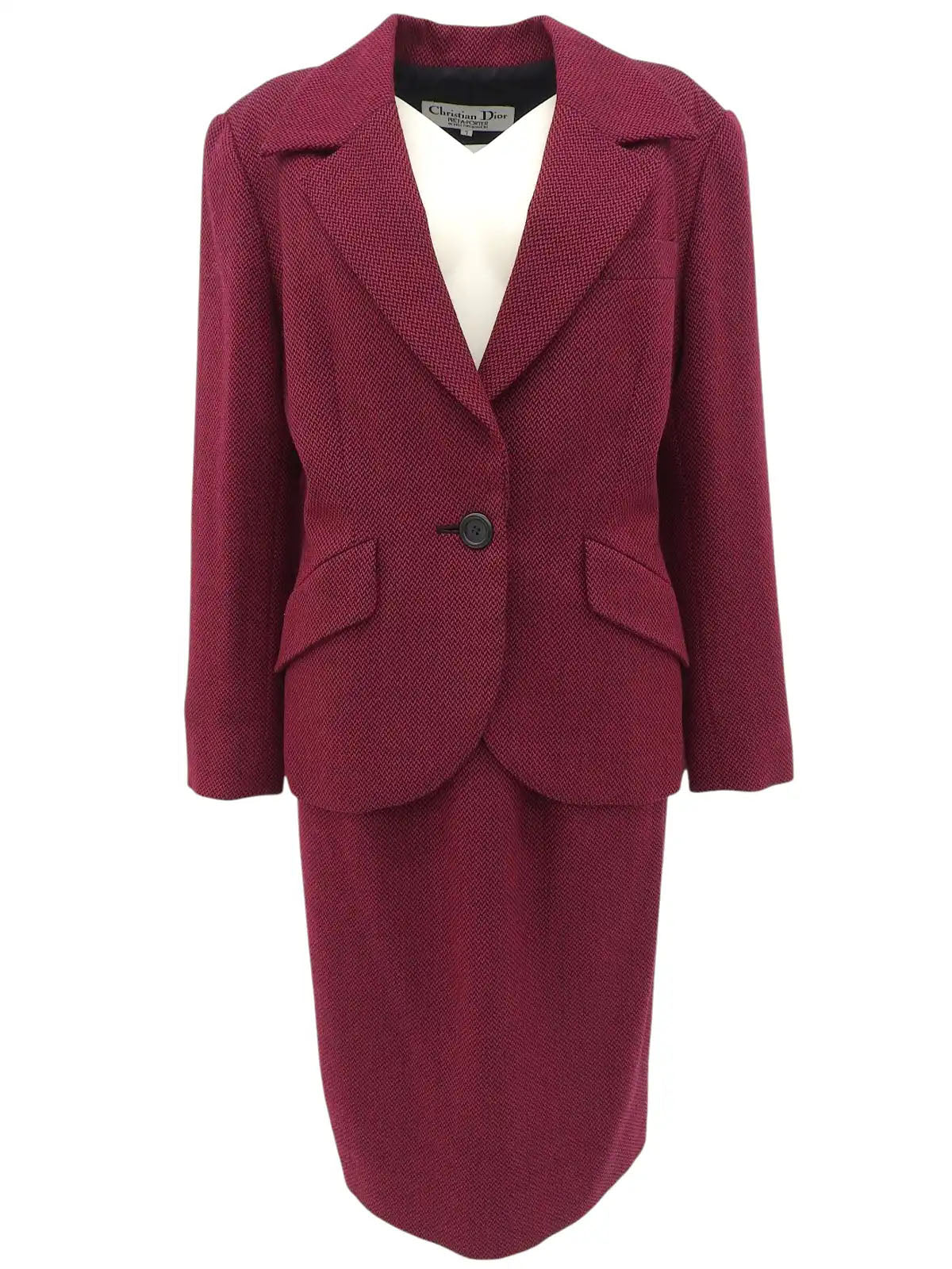 ハウンドトゥースパターンセットアップ ワインレッド