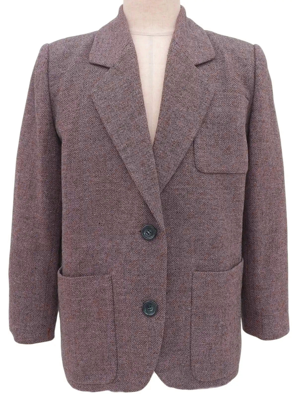 ウールテーラードジャケット ピンク/グレー