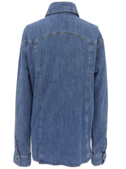 Medusa Button Denim Shirt in Blue