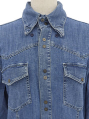 Medusa Button Denim Shirt in Blue