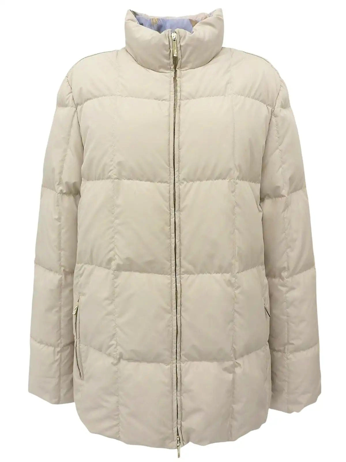 Logo Zip-Up Down Jacket, Ivory