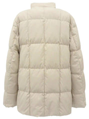 Logo Zip-Up Down Jacket, Ivory