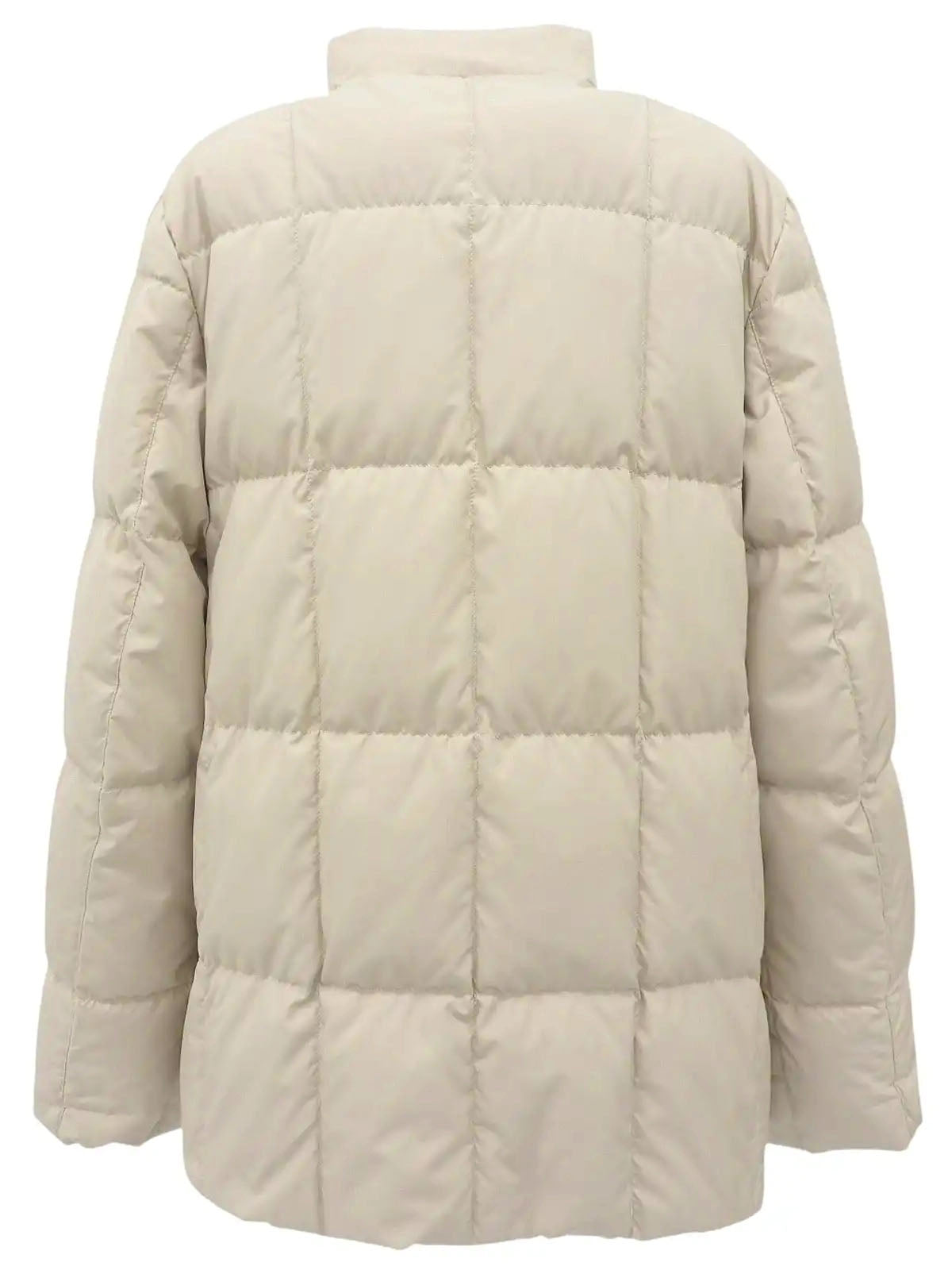 Logo Zip-Up Down Jacket, Ivory