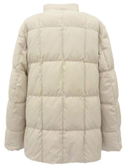 Logo Zip-Up Down Jacket, Ivory
