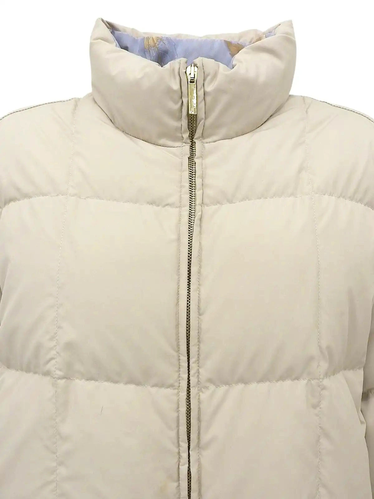 Logo Zip-Up Down Jacket, Ivory