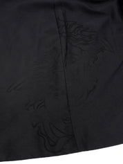 Medusa Embroidered Long Coat in Black