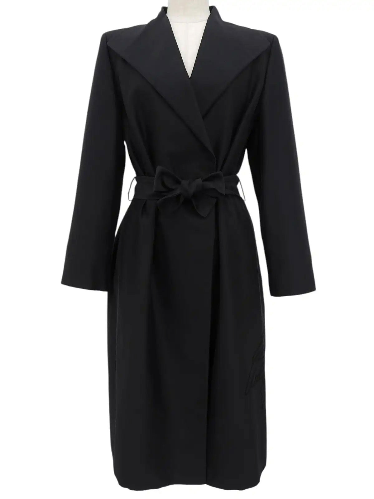 Medusa Embroidered Long Coat in Black