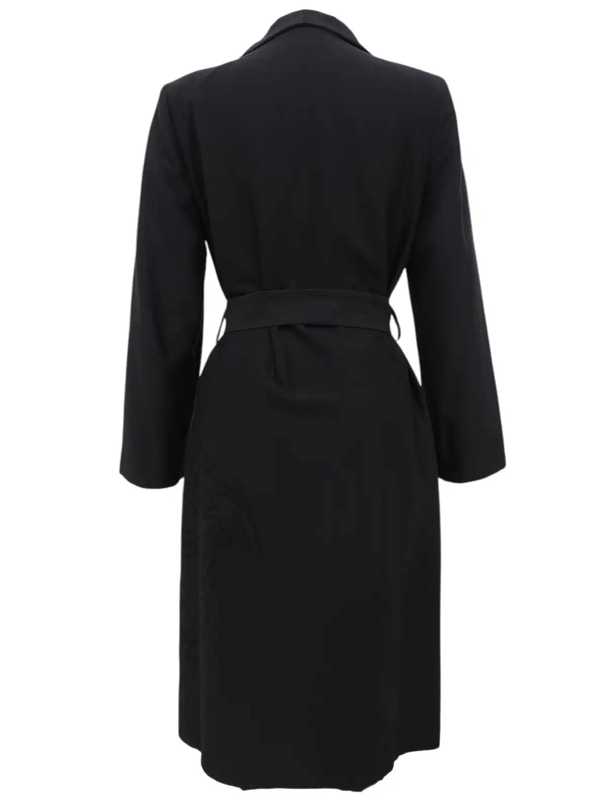 Medusa Embroidered Long Coat in Black