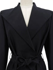Medusa Embroidered Long Coat in Black