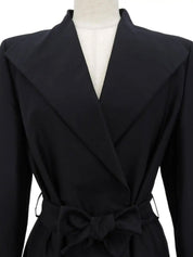 Medusa Embroidered Long Coat in Black