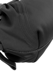 Nylon and leather combination logo charm handbag in black