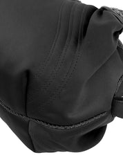 Nylon and leather combination logo charm handbag in black