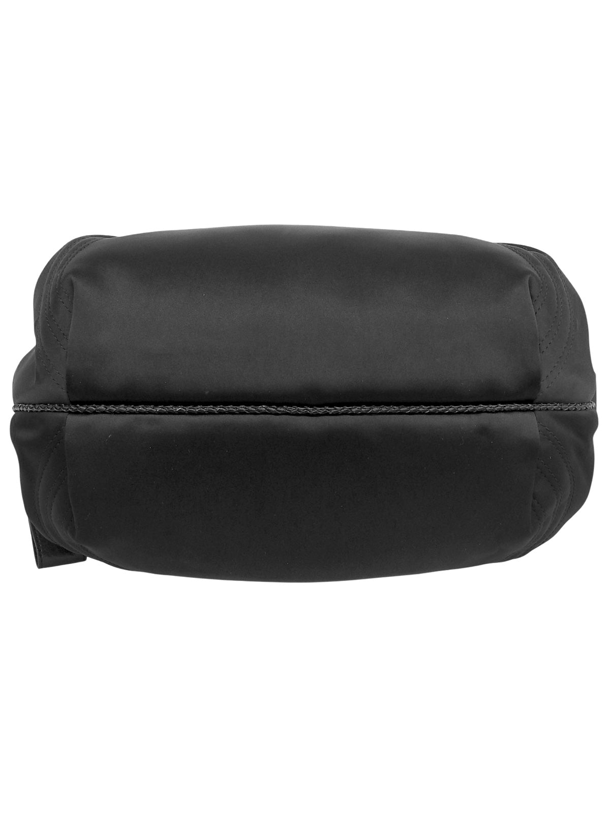 Nylon and leather combination logo charm handbag in black