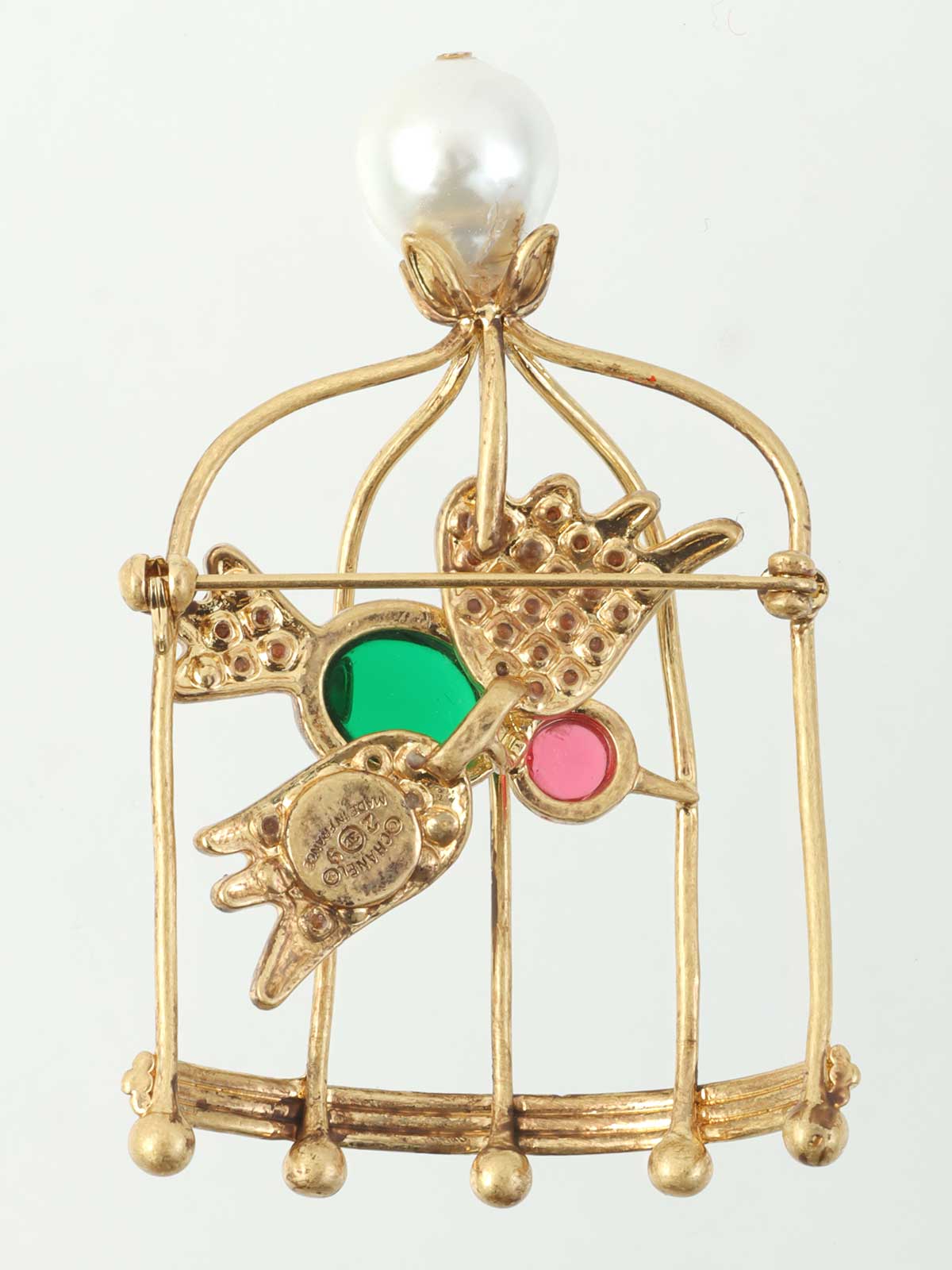 グリポワバードケージデザインブローチ ゴールド