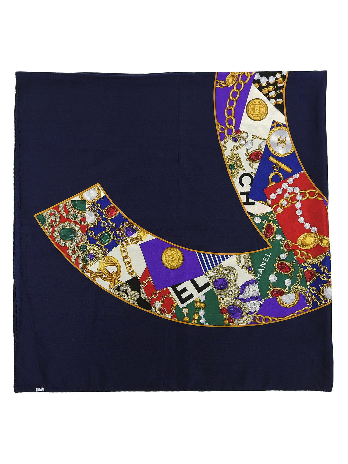 CCマークジュエリーパターンスカーフ　ネイビー/マルチ