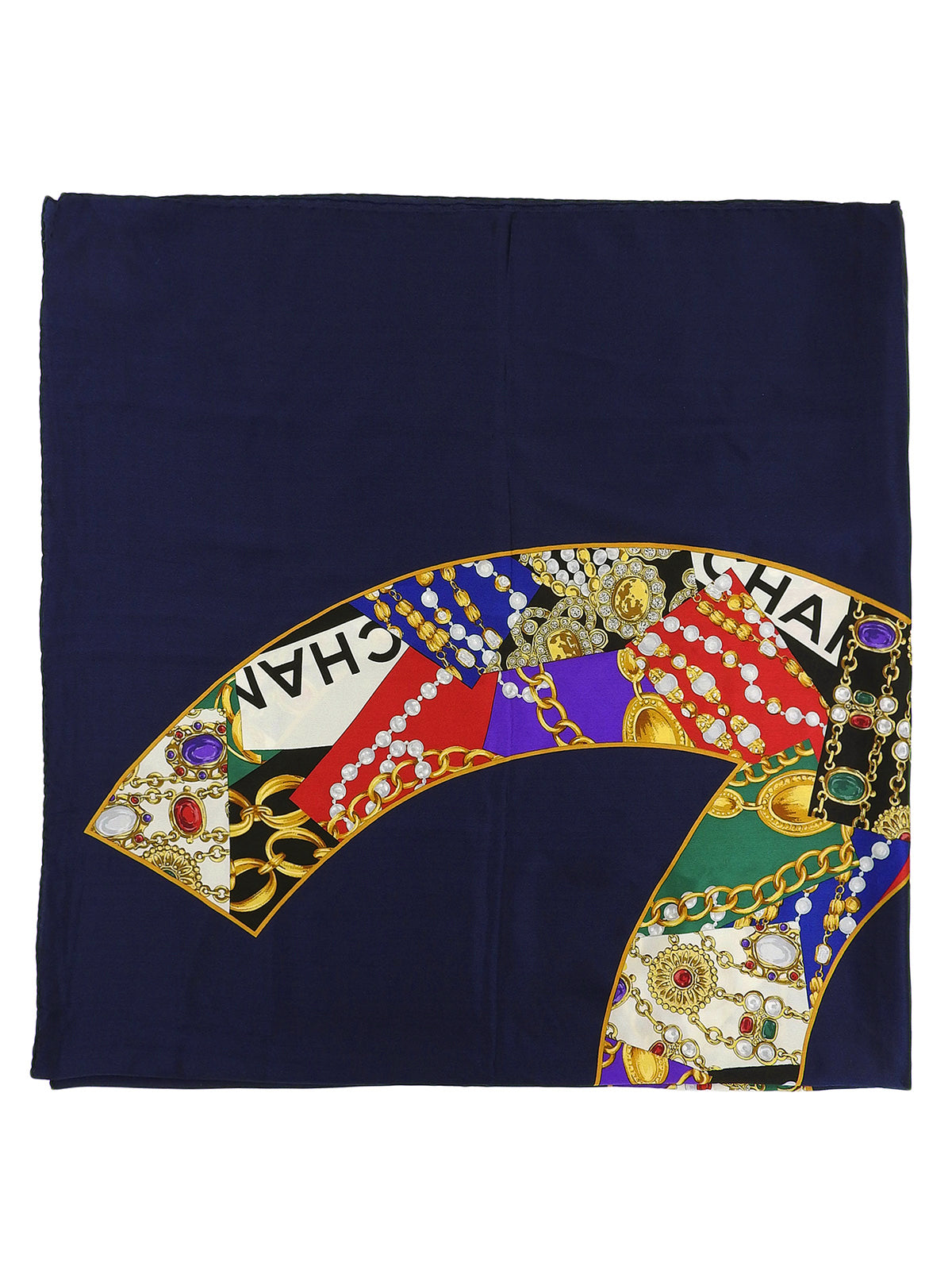 CCマークジュエリーパターンスカーフ　ネイビー/マルチ