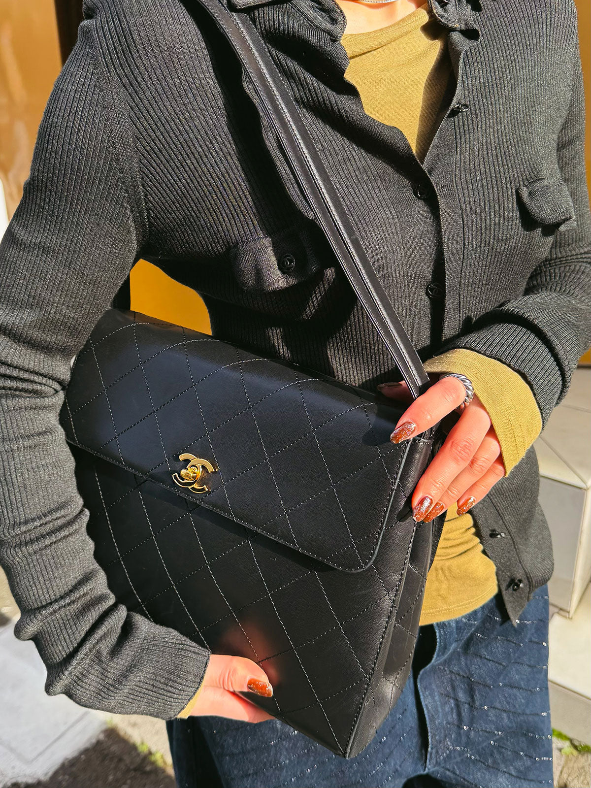 1998年頃製 マトラッセステッチCCターンロックショルダーバッグ ブラック