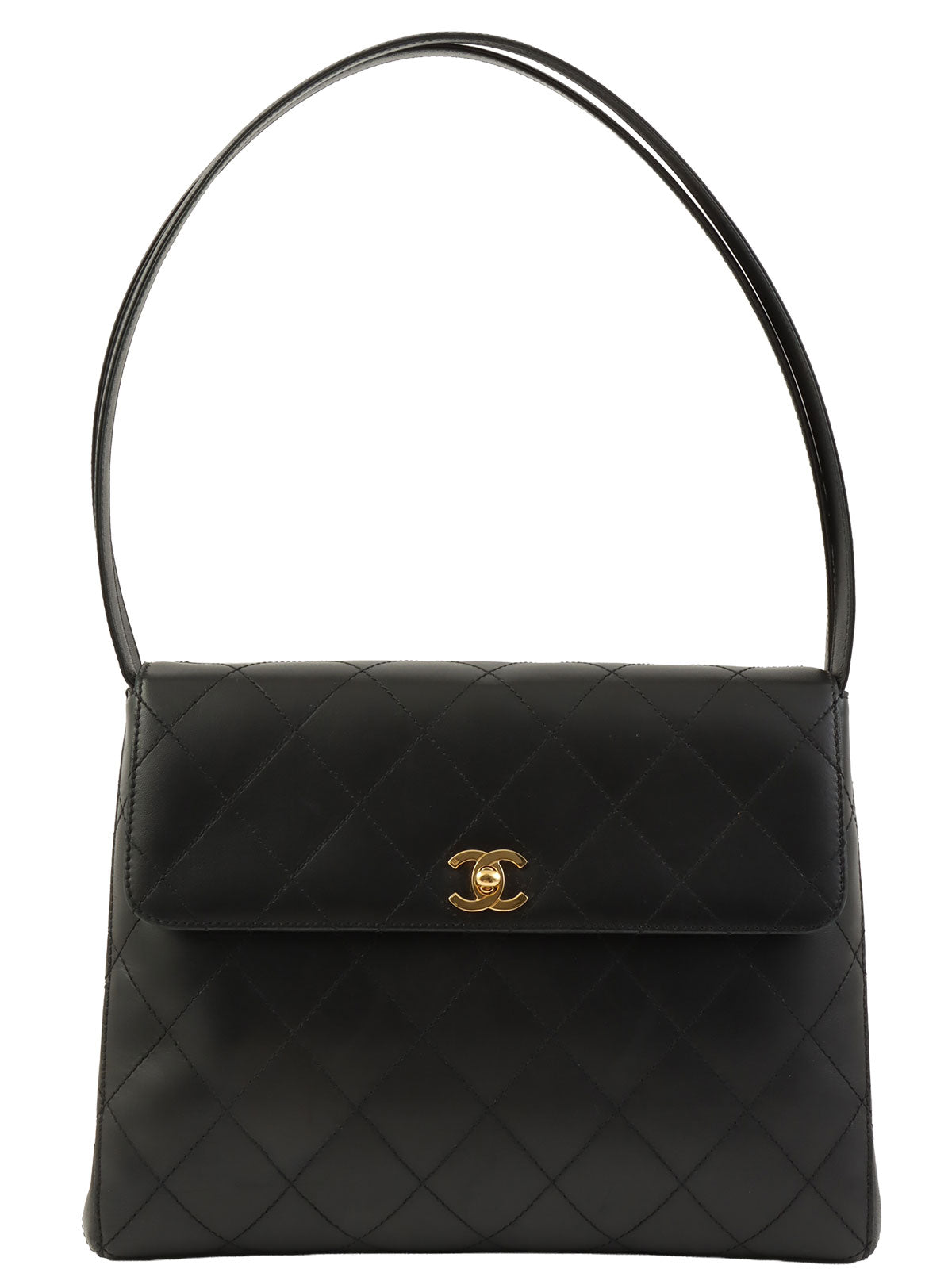 1998 Matelasse Stitch CC Turnlock Shoulder Bag in Black