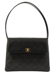 1998 Matelasse Stitch CC Turnlock Shoulder Bag in Black