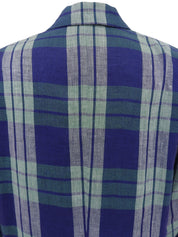 Linen check pattern jacket in blue/green/gray