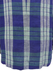 Linen check pattern jacket in blue/green/gray
