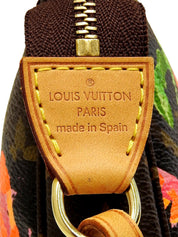 2008年製 キャンバスモノグラムローズポシェットアクセソワール ブラウン/ピンク