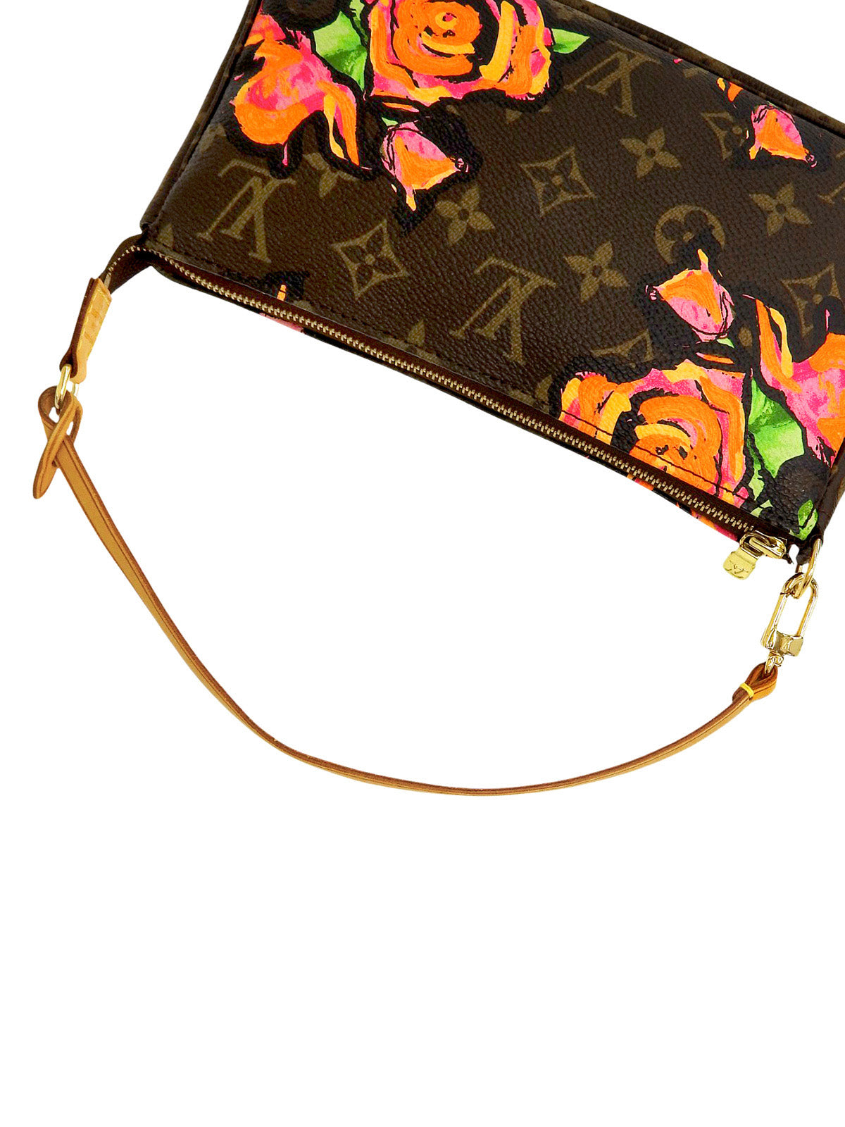 2008年製 キャンバスモノグラムローズポシェットアクセソワール ブラウン/ピンク